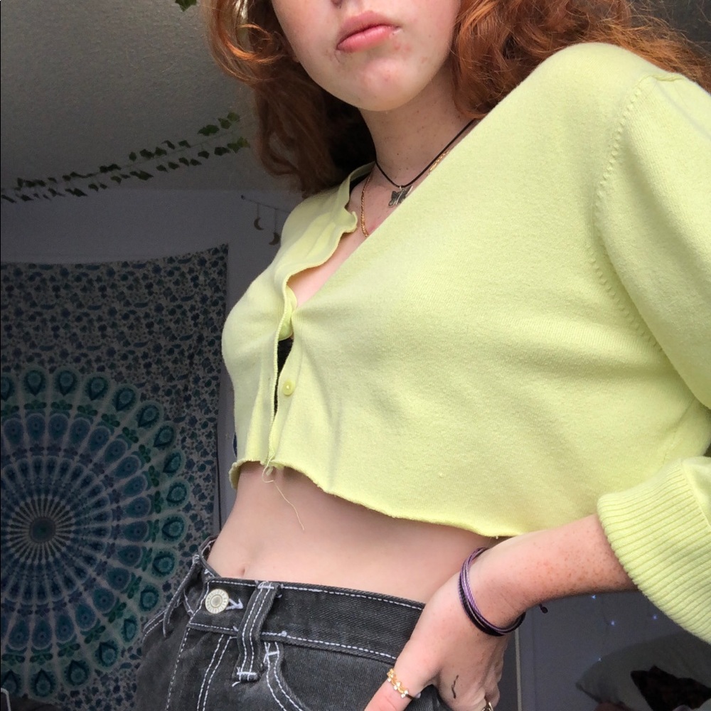 Light green cropped cardigan